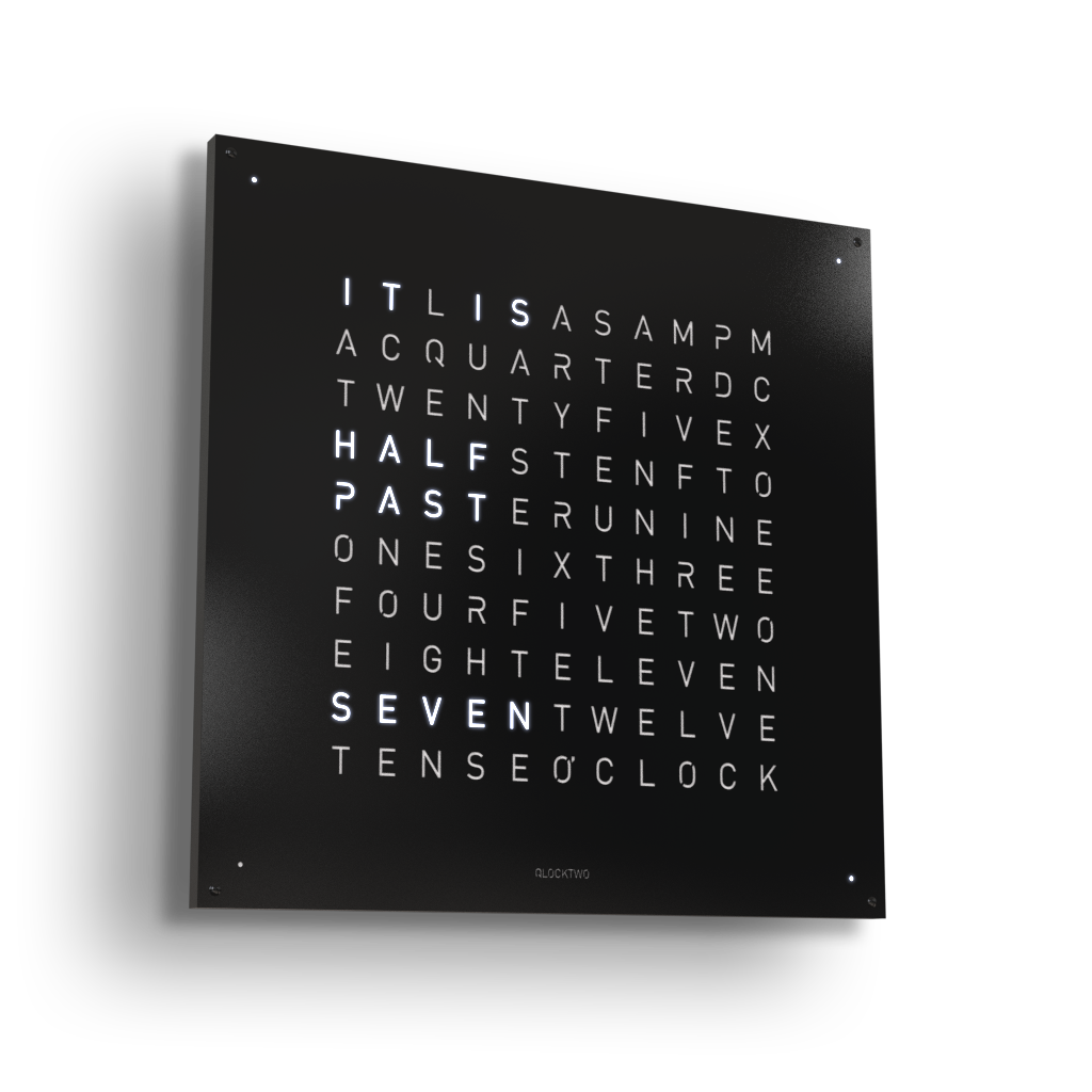 QLOCKTWO - EARTH 90 : STEEL SERIES - BLACK PEPPER